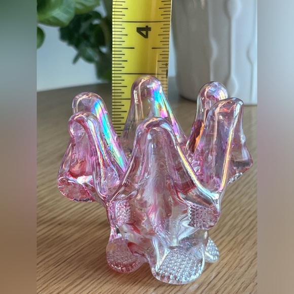 Pink Chalet Carnival Art Glass Vintage Iridescent Glassware - Picture 5 of 5